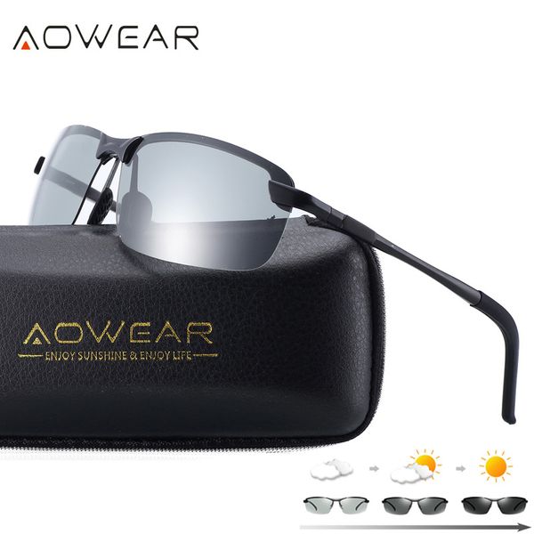 

aowear hd polarized pchromic sunglasses men driving chameleon glasses male day night driver goggles oculos lentes sol hombre, White;black