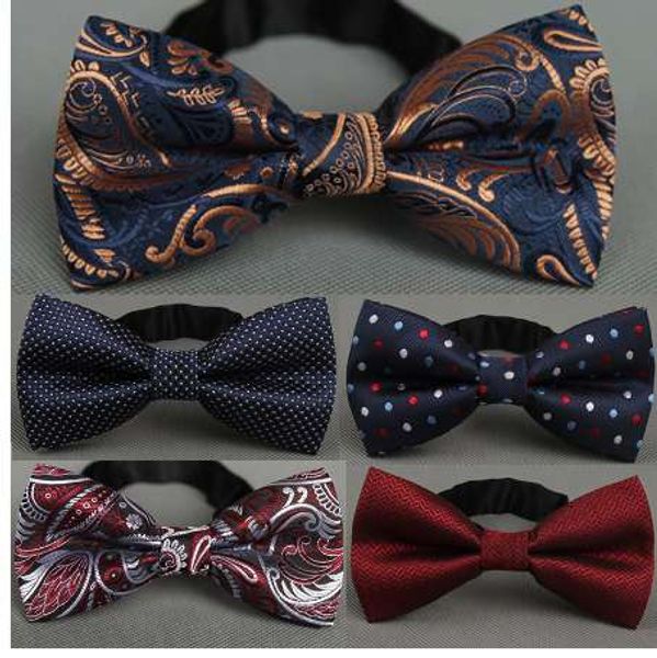 

rbocott men's bow tie gold paisley bowtie business wedding bowknot dot blue and black bow ties for groom party accessories, Black;gray