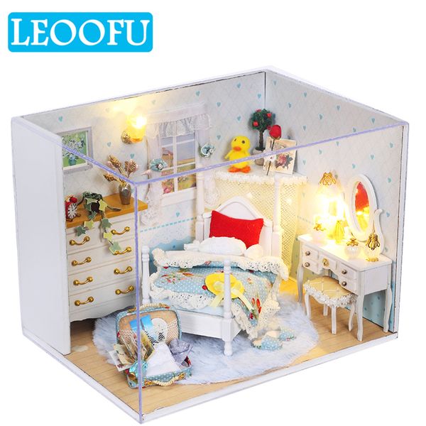 

leoofu handmade lifelike diy doll house music dust cover 3d wooden miniaturas dollhouse toys for children gift play house toy