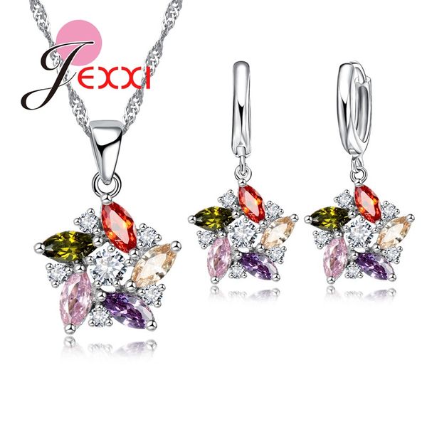 

patico eternal love sterling silver necklace pendent earrings for women engagement gift crystal jewelry set for lady