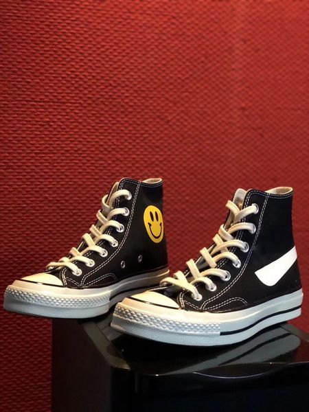 

2018 new chinatown market x 1970s chuck smiling face all canvas shoes smile star designer skate shoes men women casual sneakers chaussures, Black