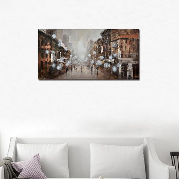 

abstract city street landscape handmade oil painting on canvas hand painted city downtown landscape wall picture for living room