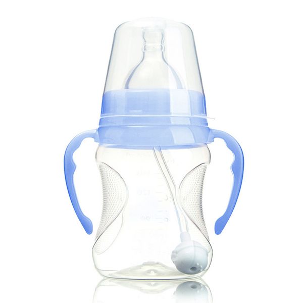 2020 180ml Infant Feeding Bottle With Straw Handle Plastic Anti