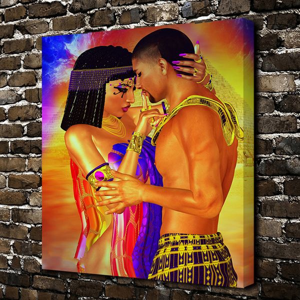 

modern giclee dazzle colour stretched canvas print egyptian king & queen painting pictures abstract art print on the canvas poster