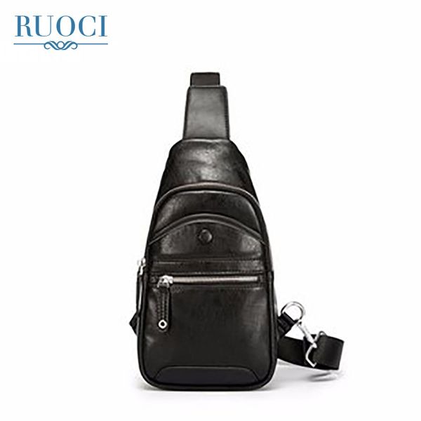 

ruoci men chest pack single shoulder bags vintage soft leather man cross body messenger bag back pack travel chest bag