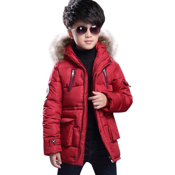 Solide Großhandel Outwears Kinder Pelz Winterjacke Kapuze Junge Kleidung Baumwolle Für Mit Mantel Kid Dicke Langen Mode Parka Von Jungen Gefütterte b6yYfv7mIg