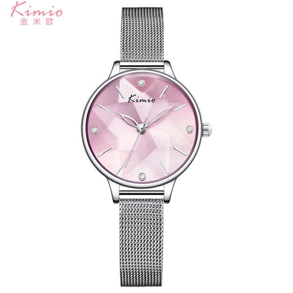 

kimio fashion women's bracelet watches ladies quartz dress watch mesh stainless steel wristwatches montres with gift box k6305m, Slivery;brown