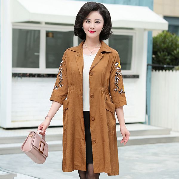

fasion casual slim designer women spring trench coat 2018 three quarter sleeve european windbreaker solid autum streetwear, Tan;black