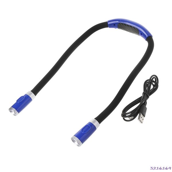 

rechargeable neck led book light hands flexible arms bed reading car supply