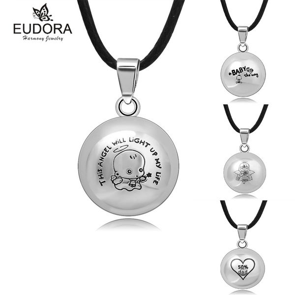 

eudora harmony round mexican bola pendant angel caller necklace special musical sounds bola balls jewelry for baby mom gift, Black