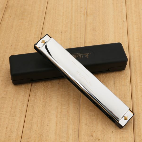 28 HOLE C OCTAVE TUNED HARMONICA MOUTH ORGAN IN PLASTIC CASE WITH CLOTH ETC