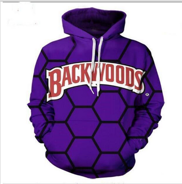 

wholesale--backwoods funny 3d print men women hoodies street wear casual hip hop pockets sweatshirt clothing zgxl018, Black
