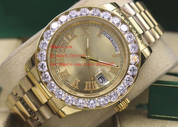 

Luxury High Quality 18k Yellow Gold 41mm DAY-DATE Roman Diamond Dial Asia 2813 Movement Automatic Mechanical Mens Men's Watch Watches