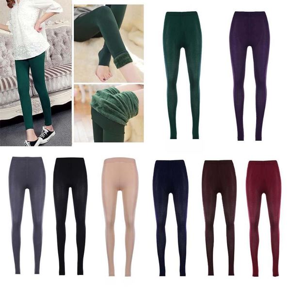 

new arrival thicken warm women leggings elastic high waist slim winter warm leggings plus velvet thick female soft trousers, Black