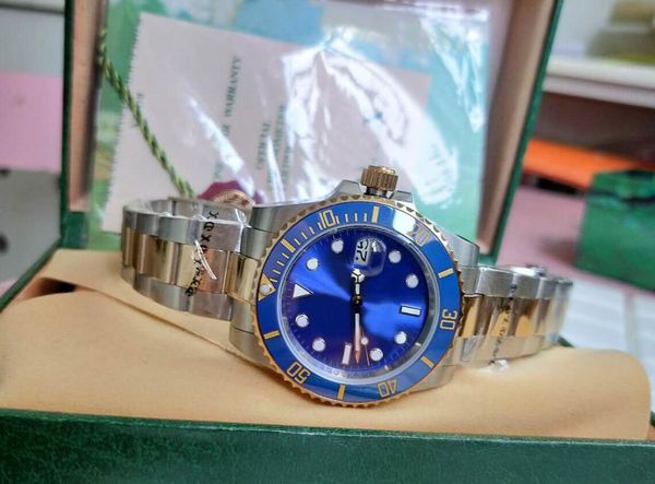 

luxury watcshes + gift box blue ceramic bezel blue dial 40mm 116613 16613 two tone gold stainless steel asia 2813 automatic mens watch watc, Black