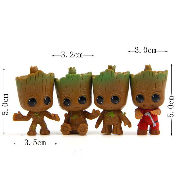 

cute mini groot design figurines resin guardians of the galaxy micro landscape garden decor 5 cm 4pcs/lot dec448