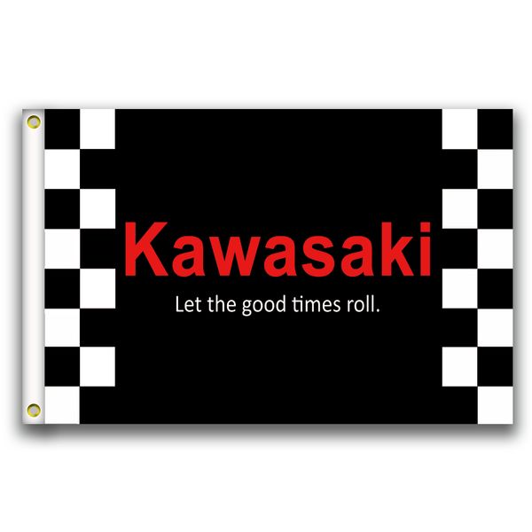 

good flag]kawasaki racing flags 3x5ft 150x90cm 100% polyester,canvas head with metal grommet,used indoors or outdoors