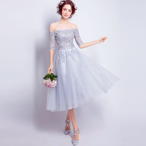 

fairy bridesmaid dresses light gray soft tulle with applique strapless zipper back tea length summer wedding party dresses cheap, White;pink