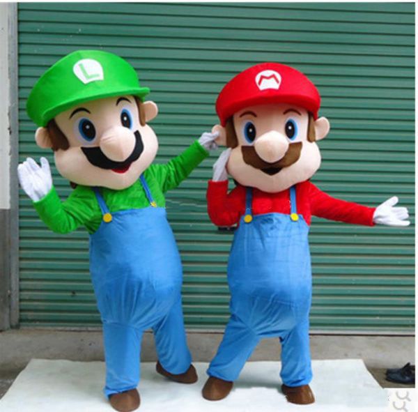 

2018 discount factory sale super mario& luigi 2 mascot costume fancy dress cartoon suit size gift, Red;yellow
