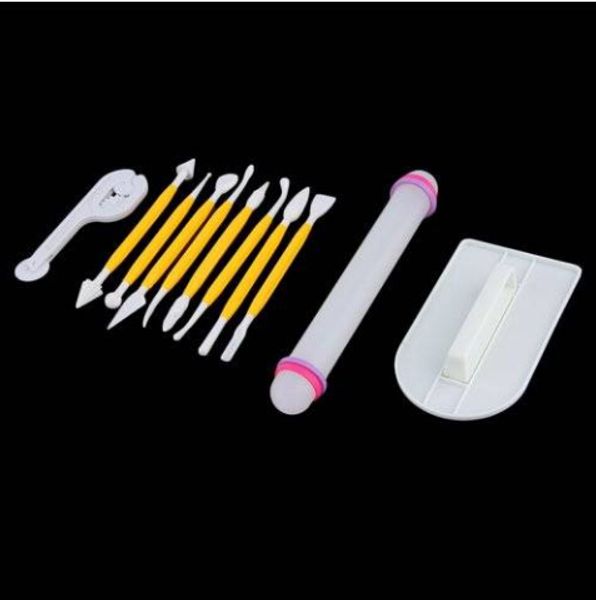 

wholesales 11pcs cake decorating fondant rolling pin modelling tool embosser mould