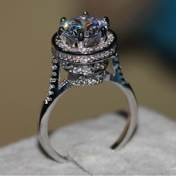

choucong fashion jewelry genuine 5ct diamond ring 925 sterling silver women engagement wedding band ring sz 5-11, Slivery;golden