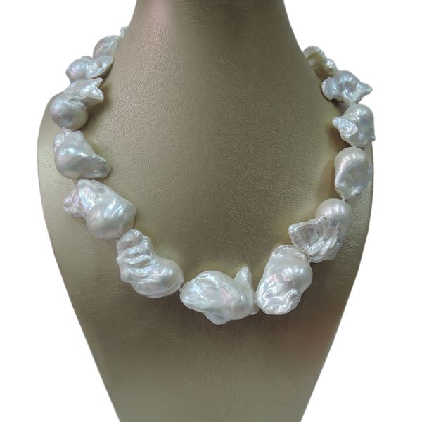 

100% nature fresh-water big baroque pearl necklace-good quanlity-925 siliver hook, Golden;silver