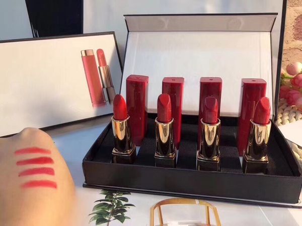 

famous brand makeup lipstick set 4pcs/set kiss beauty moisturizer natural long lasting nutritious rouge lipsticks 4colors dhl shipping