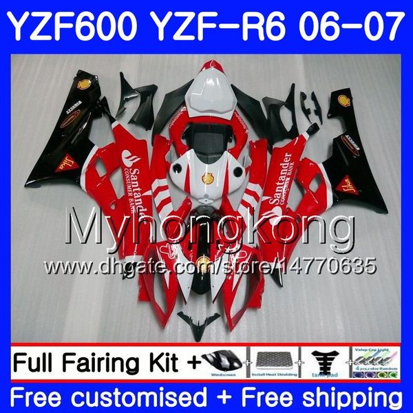 Corpo + serbatoio per YAMAHA YZF R 6 YZF 600 YZF-600 YZFR6 06 07 Telaio 233HM.17 YZF-R6 06 07 YZF600 YZF R6 2006 2007 Carene Santander top rosso Kit