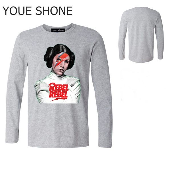 

new arrive long sleeve yoda darth vader tshirt camiseta david bowie jedi t-shirt men casual leia rebel tees polo t-shirt, White;black