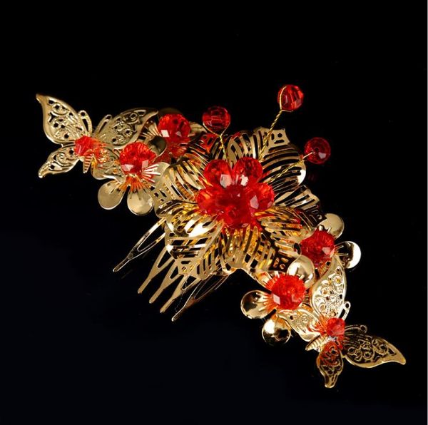 

2018 new chinese bride headdress costume jewelry bride hollow comb, Silver
