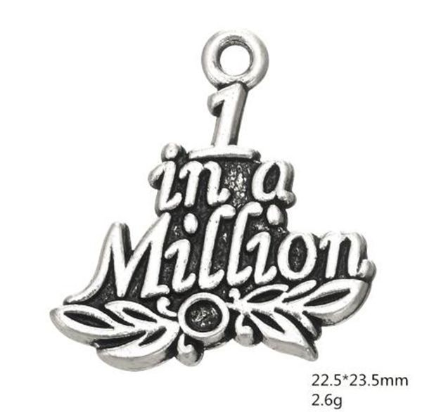 

2021 antique silver plated word one in a million charm diy jewelry, Bronze;silver