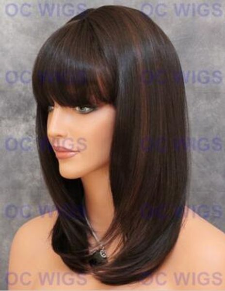 

dark brown/auburn mix shoulder straight heat safe synthe, Black;brown