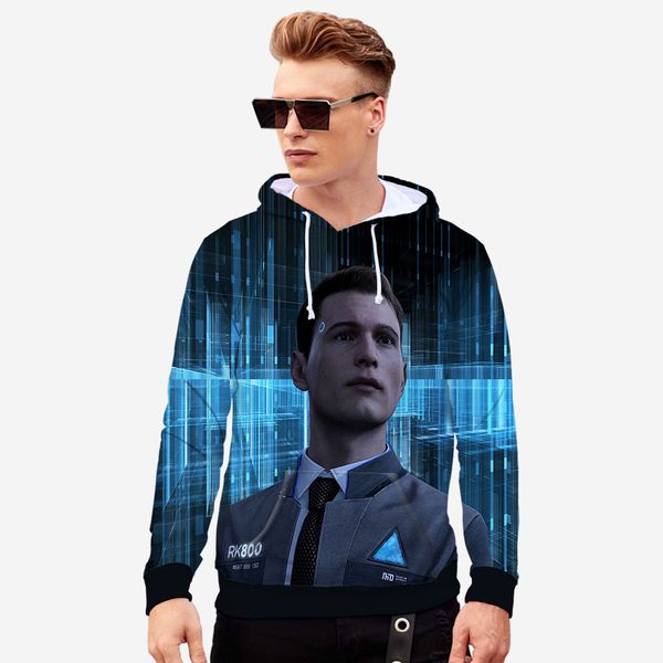 

3d hoodies detroit: become human sweatshirts men women plus size harajuku casual long sleeve funny print hoodies, Black