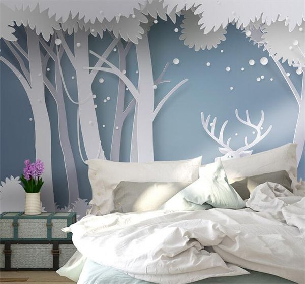 Téléchargement gratuit Images Acheter Personnalise Photo Papier Peint Nordique Simple 3d Foret le plus cool par