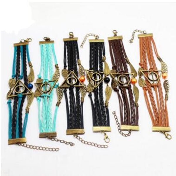 

harry the deathly hallows bracelet golden snitch weave leather bracelet bangle cuffs potter fashion jewelry 9 colors, Golden;silver