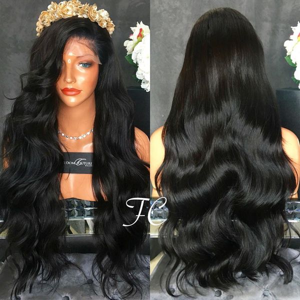

body wave full lace human hair wigs virgin brazilian full lace wig unprocessed glueless front lace wigs, Black;brown