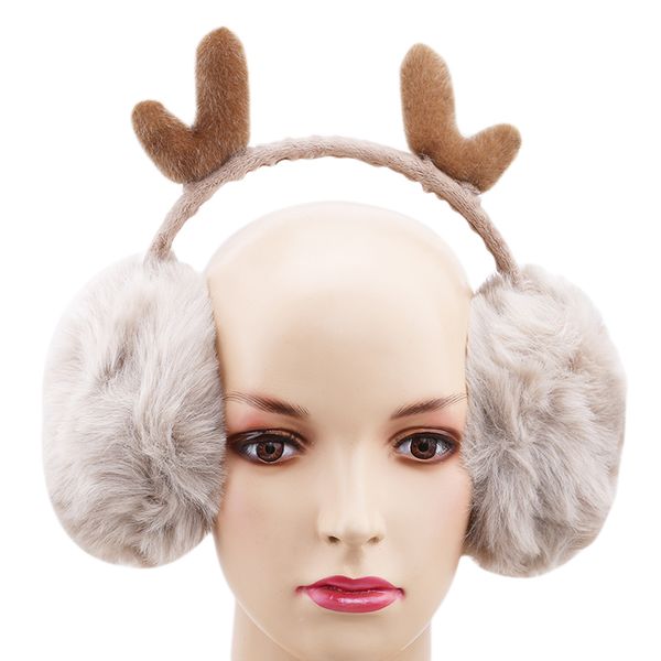 

fur winter earmuffs for women warm earmuffs novelty cute antlers ear warmer gifts cover ears super soft plush ear muff bigsweety, Blue;gray