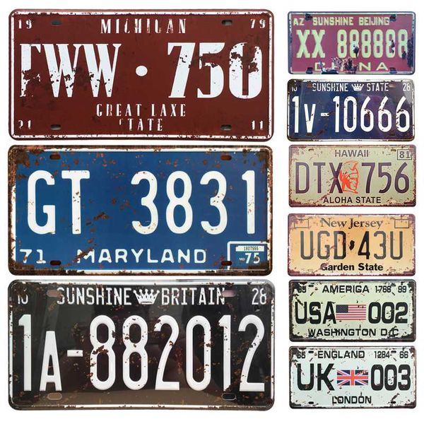 

new united states car license metal plate home decor tin signs bar pub cafe decor metal sign garage painting plaque sticker