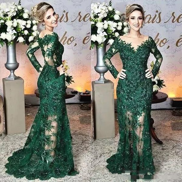 

зеленый мать невесты платья с кружевной аппликацией из бисера sheer jewel шеи с длинным рукавом платья матери русалка свадебные платья госте, Black;red