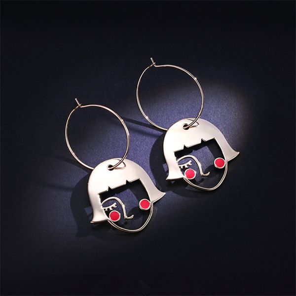 

fashion jewelry fun creative funny short hair face earrings, Silver