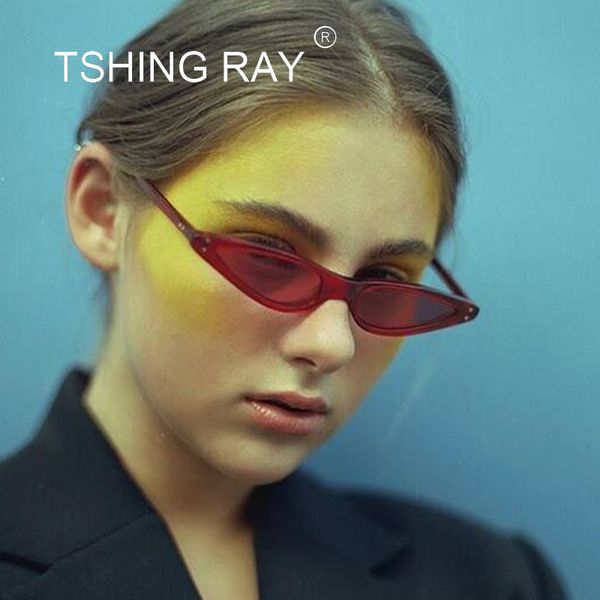 

tshing ray flat small triangle cat eye sunglasses women fashion color lenses cateye sun glasses for female eyeglasses, White;black