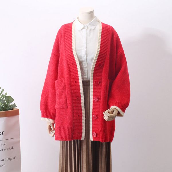 

2018 cotton promotion women sweaters and poncho spring new pattern knitting long fund sweater cardigan woman loose coat korean, White;black