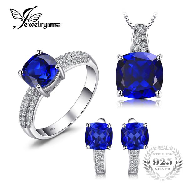 

jewelrypalace квадратной формы создан сапфир кольцо кулон серьги клип комплект ювелирных изделий s925 стерлингового серебра 925 стерлинговог, Black