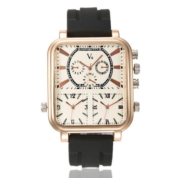 

wengle new men fashion sport casual three time zones leather belt glass mirror square quartz watch, Slivery;brown