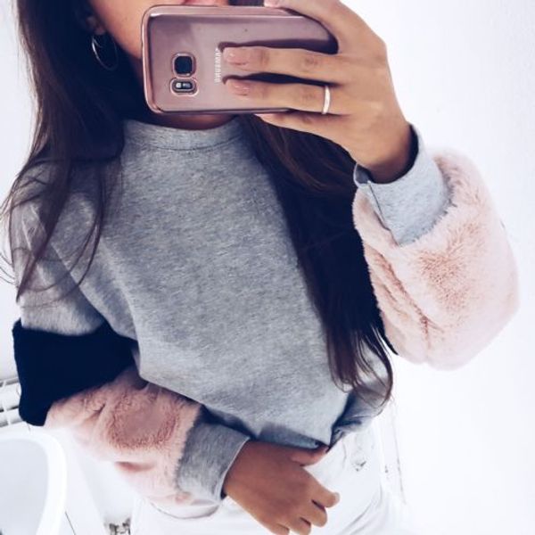 

fashion women plush cotton long sleeve hoodie sweatshirt casual loose winter warm hooded pullovers hoodies clothes outwear, Black