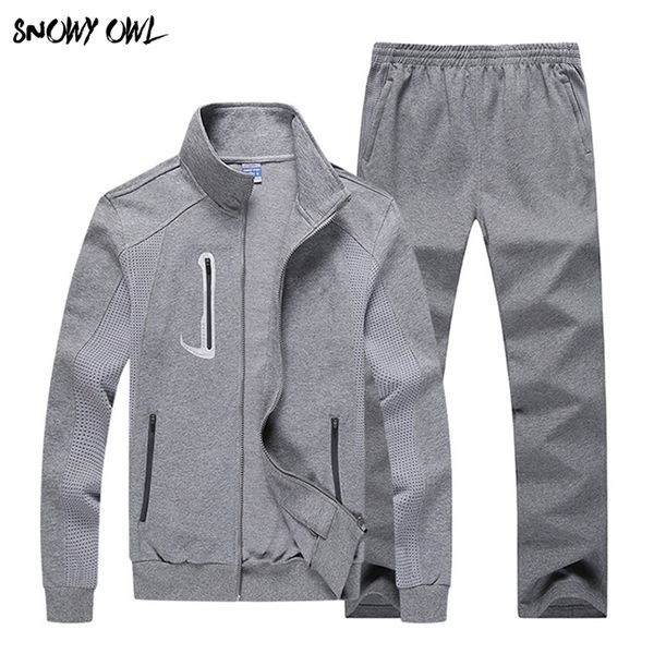 

2017 men's sports suit spring and autumn the new cotton large size sports set run fitness men jogging suits 145wy, Black;blue