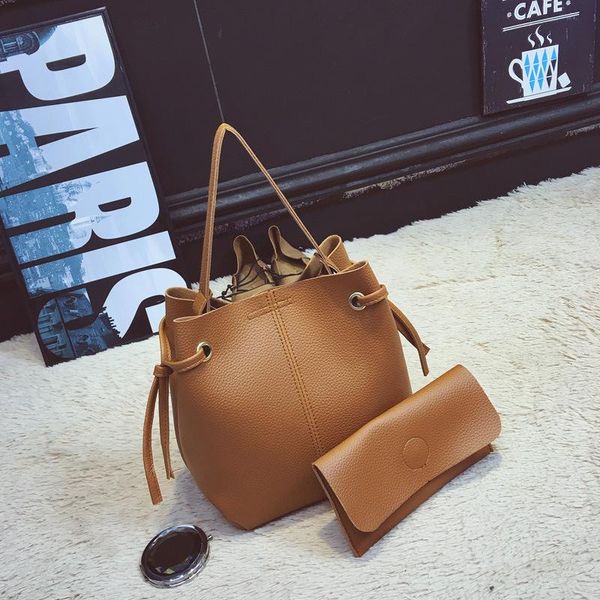 

Women Top Handle New Bucket Bag Simple Tie Buckets Shoulder Bag Oblique Pumping With Small Square Bag Factory Wholesale