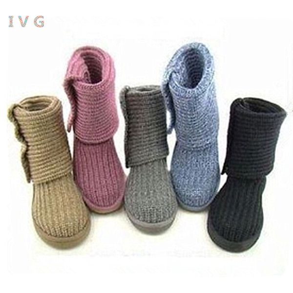 

fashion australian style women snow boots knitting with 3-buttons winter outdoor lady boots brand ivg size us5-11 ing, Black