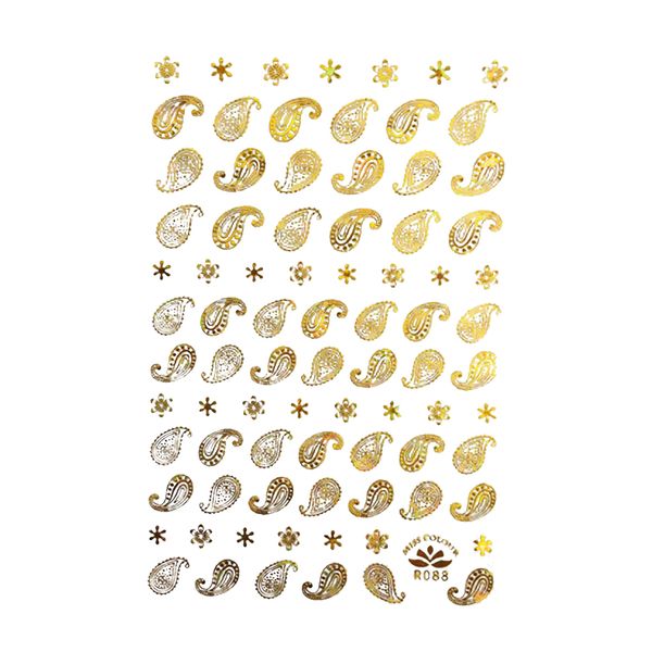 

selling 1 sheet 3d nail stickers glitter flower transfer decal gold color adhesive nail art decor wraps, Black