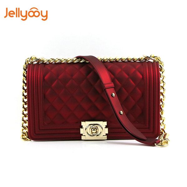 

jellyooy beachkins new fashion girl chain messenger bag pvc chic matte jelly chain bags luxury handbags women bags designer
